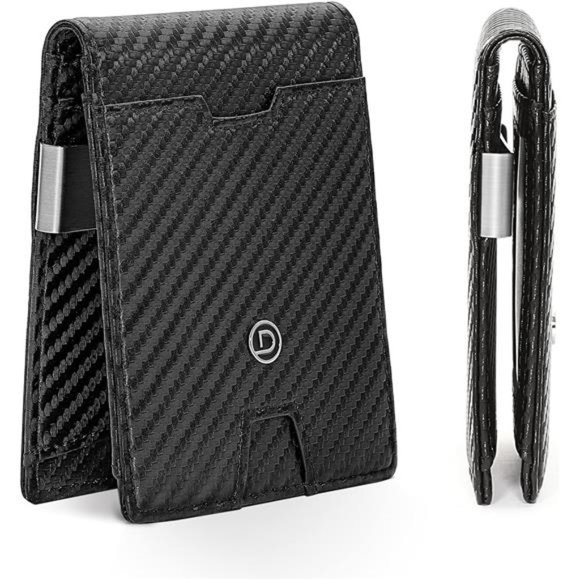 DHLD Mens Slim Bifold Minimalist Wallets with Money Clip, RFID Blocking